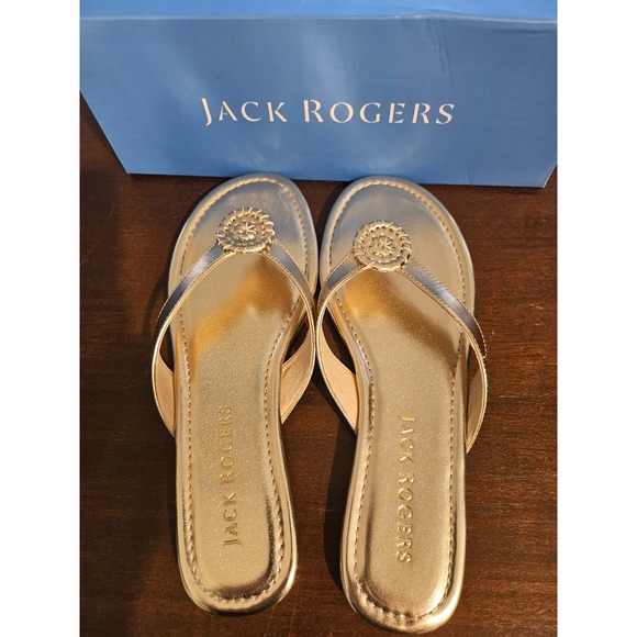 Jack Rogers Rowan Flip Flop Thong Toe Sandal Rondelle Ornament Platinum Size 10M - Picture 7 of 10